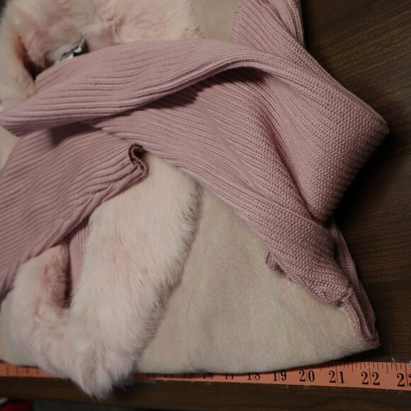 Nygard Collection Rabbit Fur Suede Sweater Jacket Womens L Bubblegum Pink Winter - Picture 11 of 15